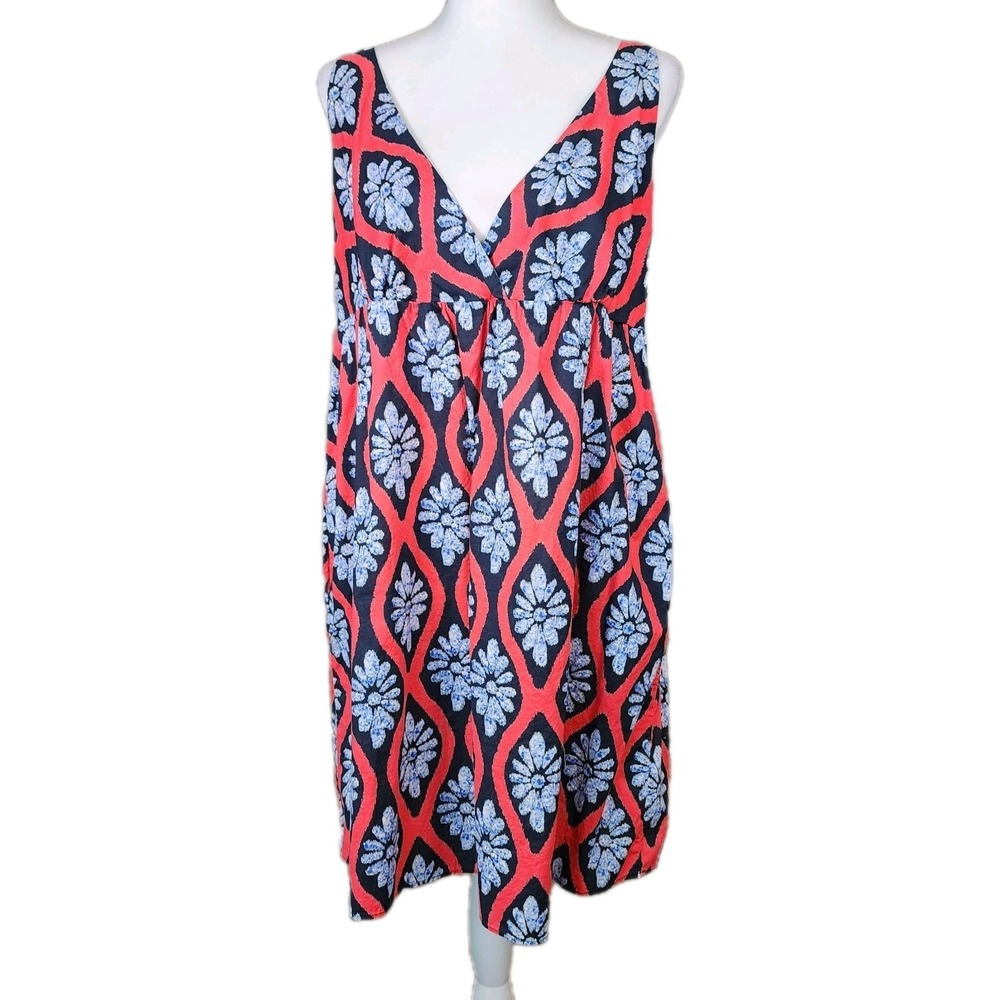 Old Navy 2007 Empire Sundress Womens XL Red Black Blue Floral Cotton Boho Casual